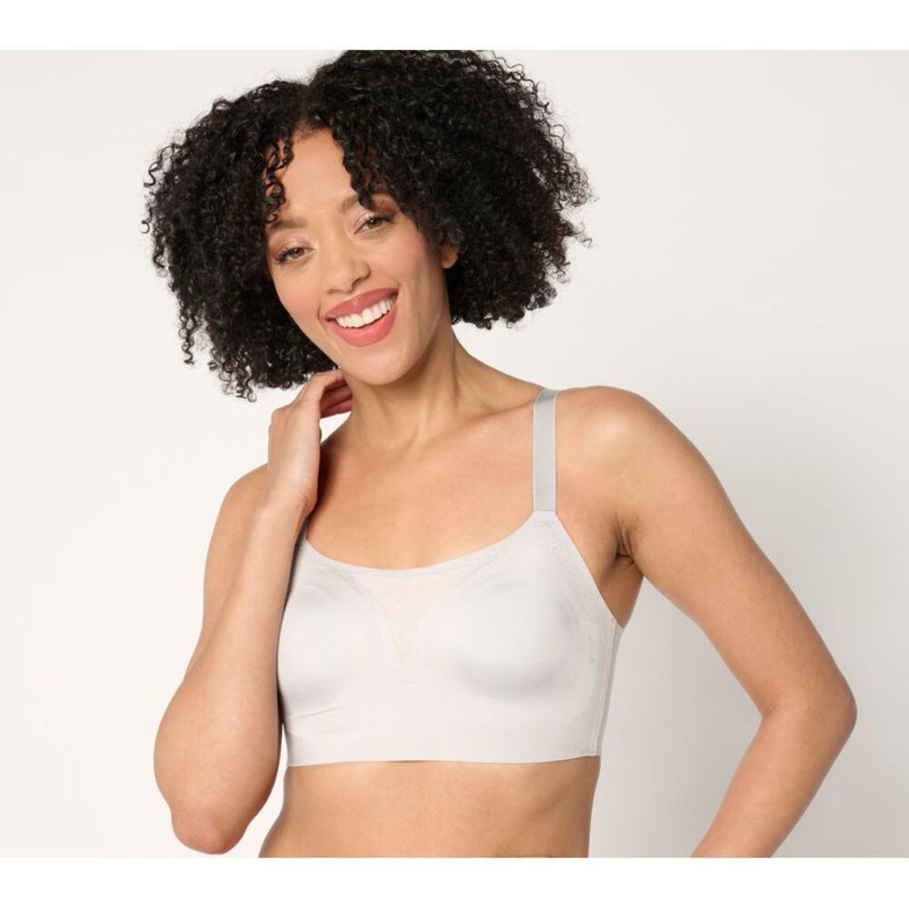 Top Knot Women's Bra Sz M Breezies Invisible Comfort Wirefree White